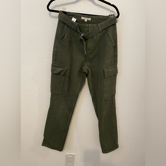 PACSUN Size 25 Womens Green 100% Cotton Zip Fly Pockets Belted Cargo Pants - Picture 1 of 8